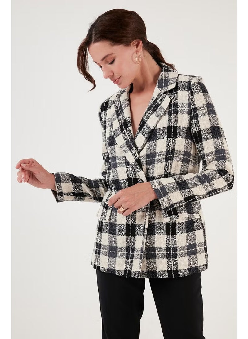 Lela Regular Fit Double Breasted Collar Tweed Blazer Jacket Women's Jacket 611CE0310 - Image 2